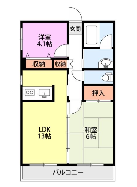 ガーデンヴィラ坂井(2LDK/3階)の間取り写真
