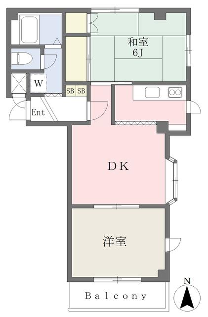 タカラ峰ハイツB棟(2DK/2階)の間取り写真