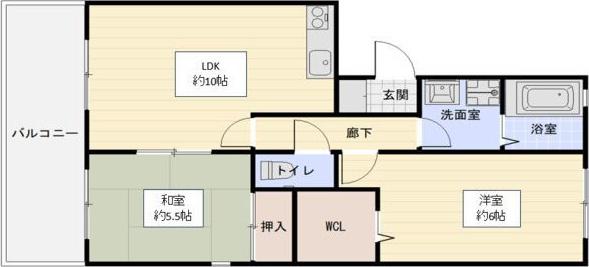 メゾンソレイユⅡ番館(2LDK/1階)の間取り写真