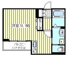 LES POISSONS(ワンルーム/1階)の間取り写真
