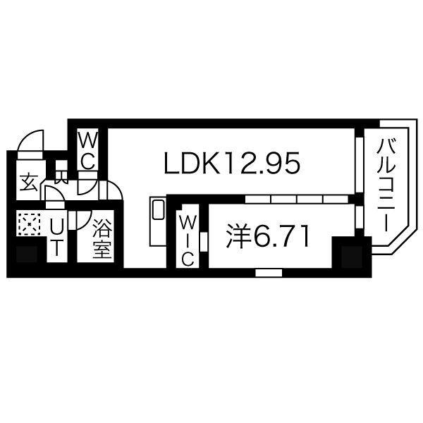 プレジオ鎗屋町(1LDK/4階)の間取り写真