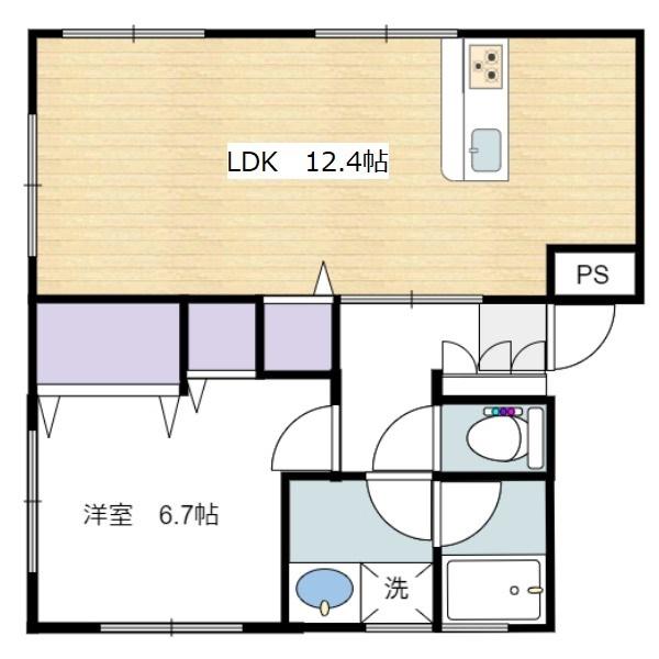 フローラルとやのA(1LDK/1階)の間取り写真