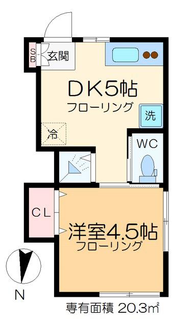EハウスIV(1DK/2階)の間取り写真