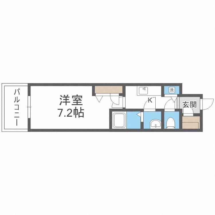 プランドール北浜(1K/14階)の間取り写真
