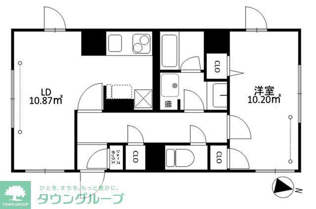 ミレドゥーエ西小山(1DK/4階)の間取り写真