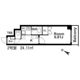みおつくし江戸堀(1K/4階)の間取り写真