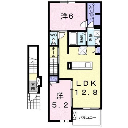パインビレッジ ビオーラIII(2LDK/2階)の間取り写真