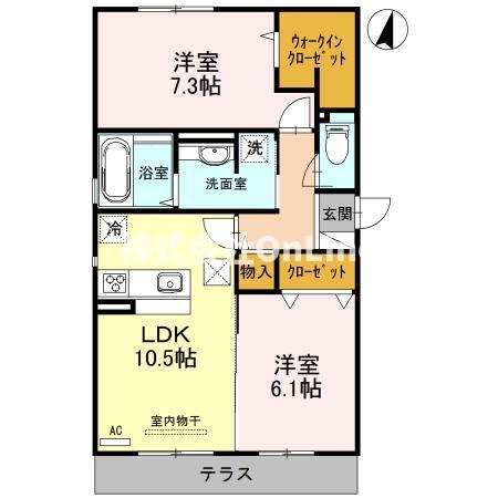 ボース・ウィングス久宝寺(2LDK/2階)の間取り写真