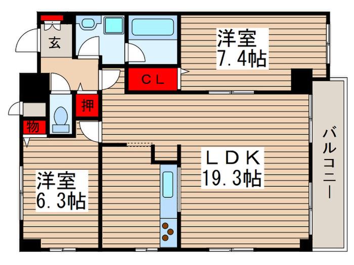 ＪＲ常磐線 松戸駅 徒歩10分 6階建 築25年(2LDK/2階)の間取り写真