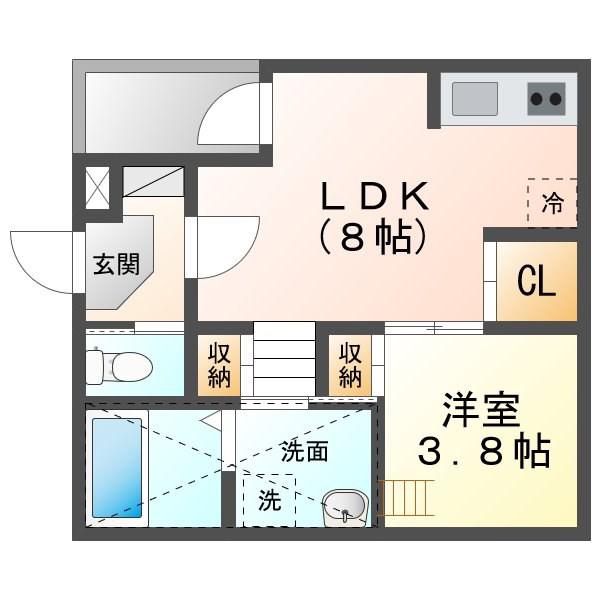 プランドール鳴海(1LDK/1階)の間取り写真