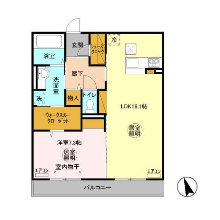 CASA EXE A(1LDK/1階)の間取り写真