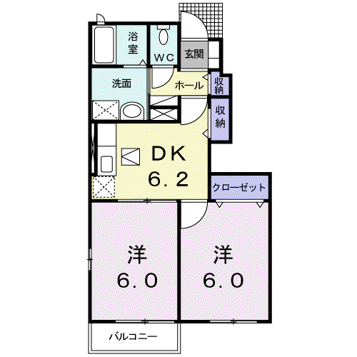 ΑICHISAKOA(2DK/1階)の間取り写真