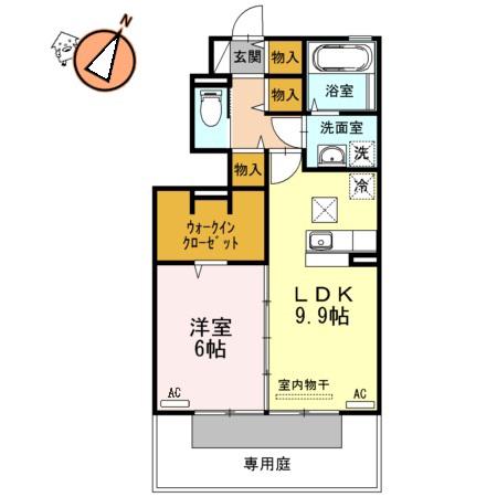 グリーンハイツ金沢(1LDK/1階)の間取り写真