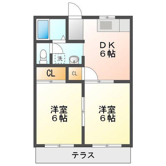 ルミエール末広(2DK/1階)の間取り写真