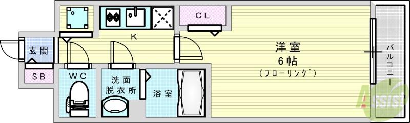 プレサンス塚本駅前(1K/10階)の間取り写真