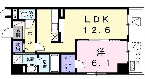 ベルグラース(1LDK/5階)の間取り写真
