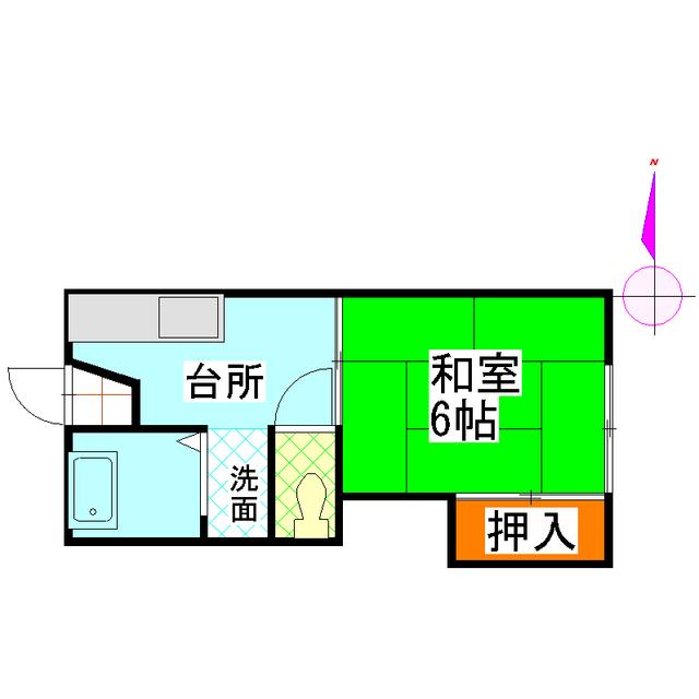 峠ハイツ(1K/1階)の間取り写真