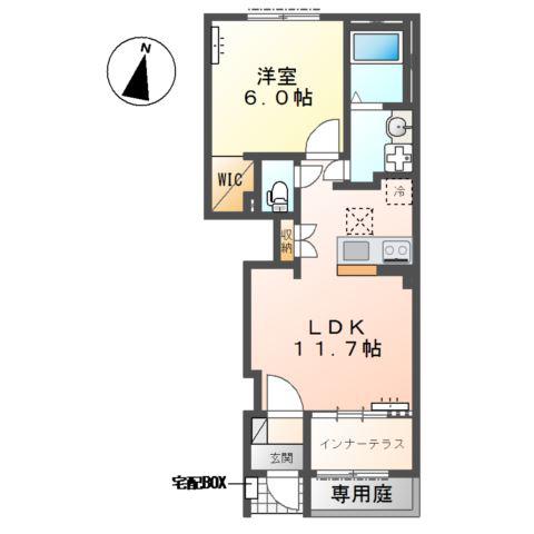 沼津市大岡字狭間アパート(1LDK/1階)の間取り写真