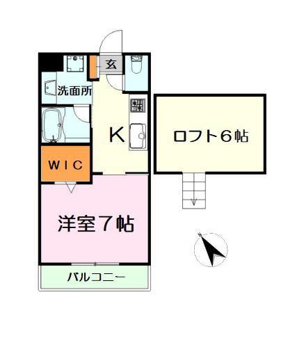 ルネ丸美・徳丸(1SK/2階)の間取り写真