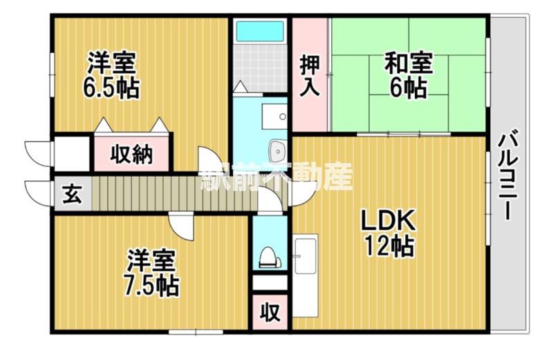 アメニティハイツ杏栄館(3LDK/5階)の間取り写真