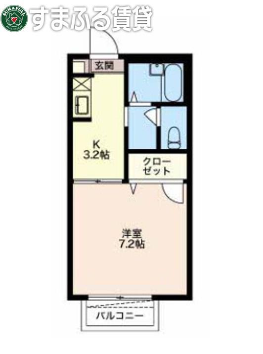 ルミエール S(1K/2階)の間取り写真