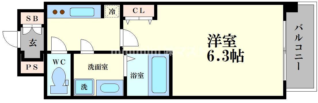 S-RESIDENCE福島玉川TRES(1K/5階)の間取り写真