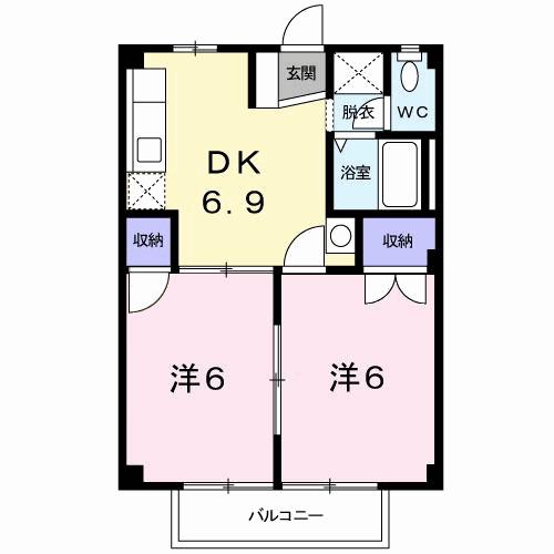 コーポラス花立(2DK/1階)の間取り写真