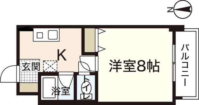 アヴァンセ中筋II(1K/3階)の間取り写真