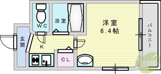 FR.IMP大阪三国(1K/4階)の間取り写真