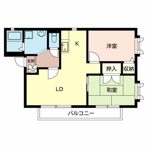 フラッツ諏訪森(2LDK/1階)の間取り写真