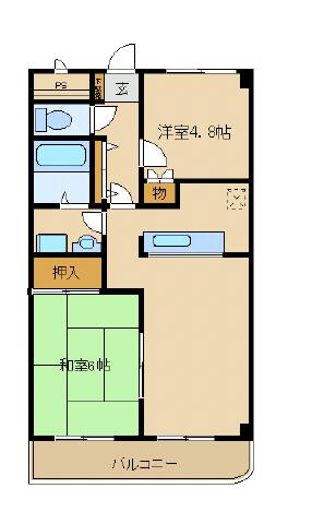 グランチェスタII(2LDK/1階)の間取り写真