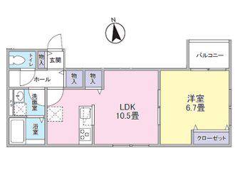 八王子市大塚AP(1LDK/1階)の間取り写真