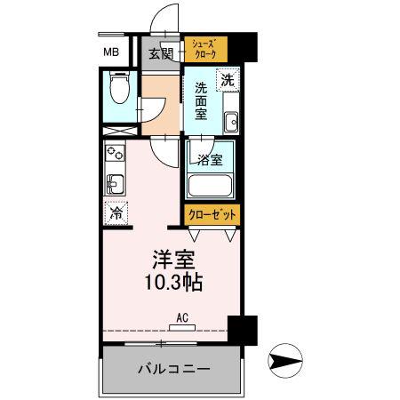 黄金森ガーデンI(ワンルーム/6階)の間取り写真
