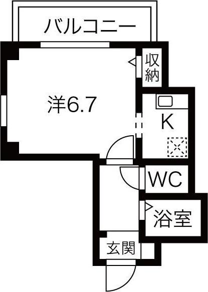 KマンションJIN(1K/6階)の間取り写真