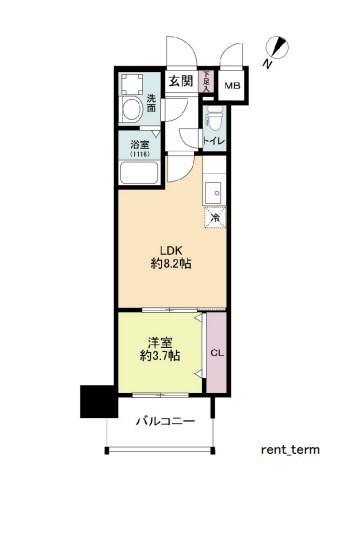 MODERN PALAZZO 天神北II(1LDK/9階)の間取り写真