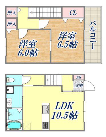 マーベラス西岡本2(2LDK/1階)の間取り写真