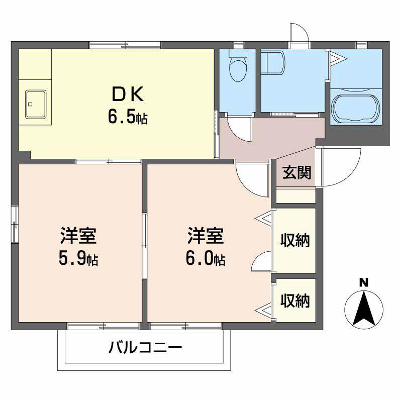 シャーメゾンF C棟(2DK/1階)の間取り写真