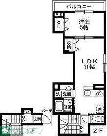 足立区大谷田AS0519 長屋(1LDK/1階)の間取り写真