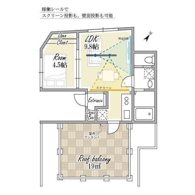 PLATANUS幡ヶ谷(1LDK/4階)の間取り写真