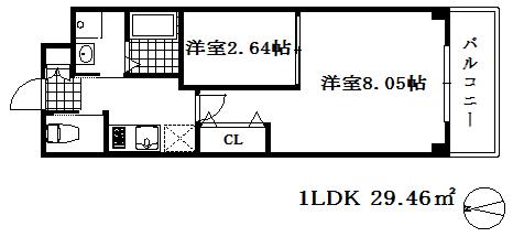 ブイ ルネサンス大塚町(1LDK/1階)の間取り写真