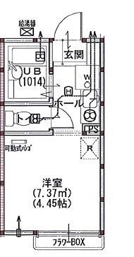 ポンデロッサ小田弐番館(ワンルーム/1階)の間取り写真