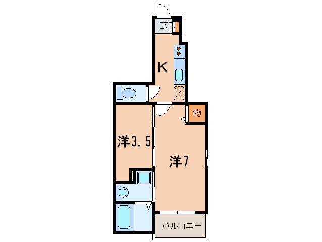 アルトピアーノ西宮 A棟(2K/1階)の間取り写真