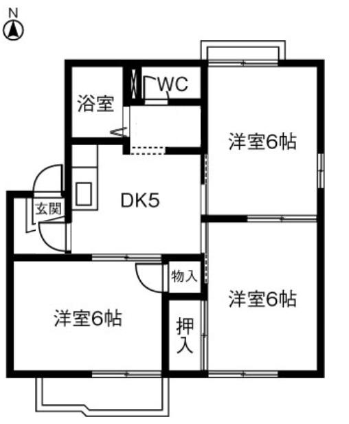 タウニィ押沢台 B(3K/1階)の間取り写真