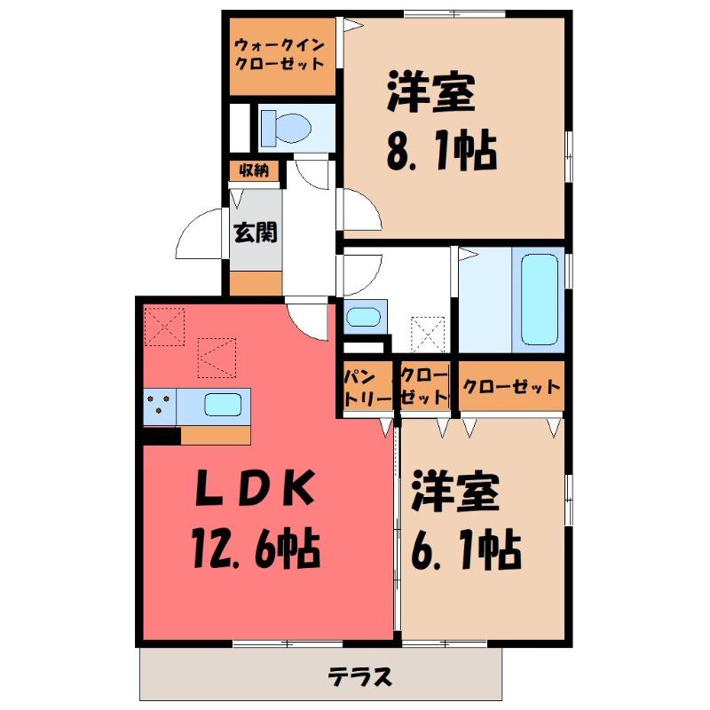 アステール高原(2LDK/1階)の間取り写真
