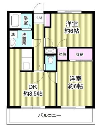 ハイツプレントリー(2DK/3階)の間取り写真