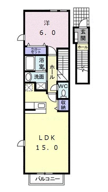 グレイスハーモニーII(1LDK/2階)の間取り写真