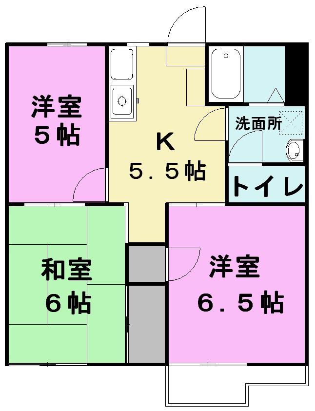 メイプル(3K/2階)の間取り写真