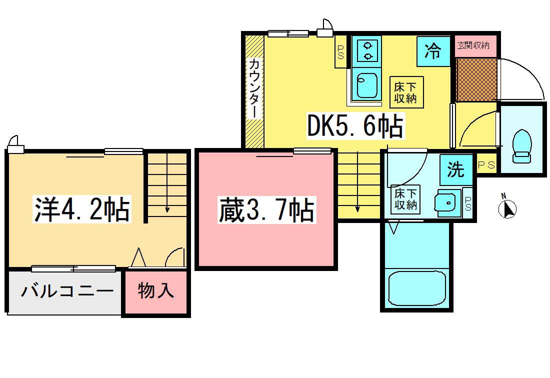 アプリコット(1DK/1階)の間取り写真