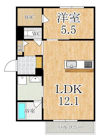 ザ・プレミアムステージア(1LDK/1階)の間取り写真