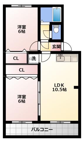 アクアピレーネ(2LDK/3階)の間取り写真